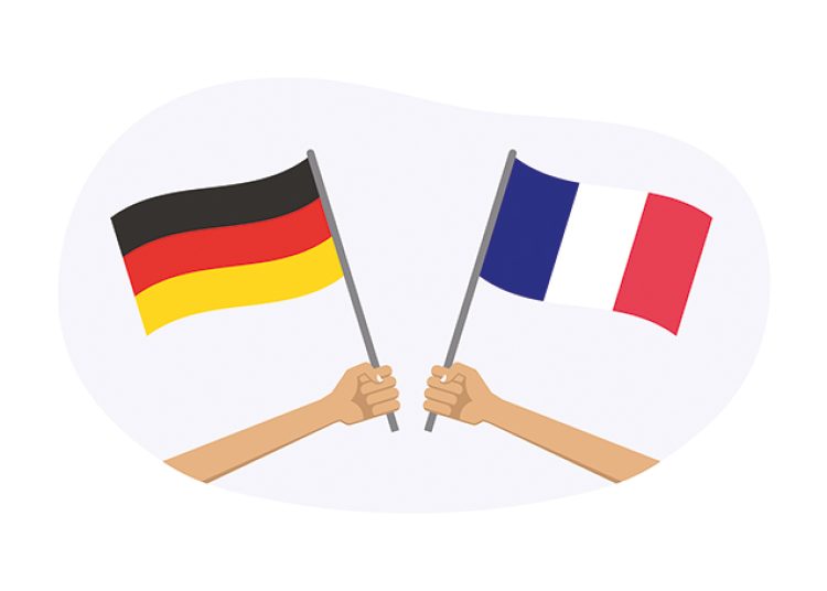 Drapeaux allemand et français