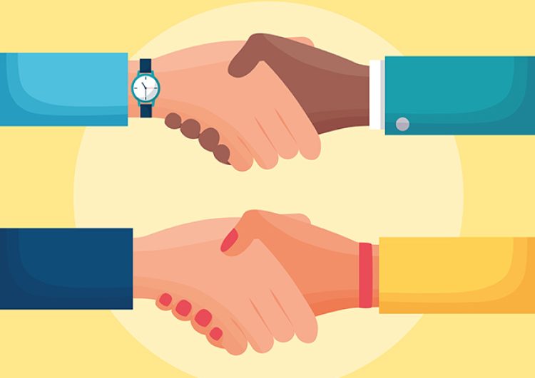 flat design diversity people business handshake vector illustration